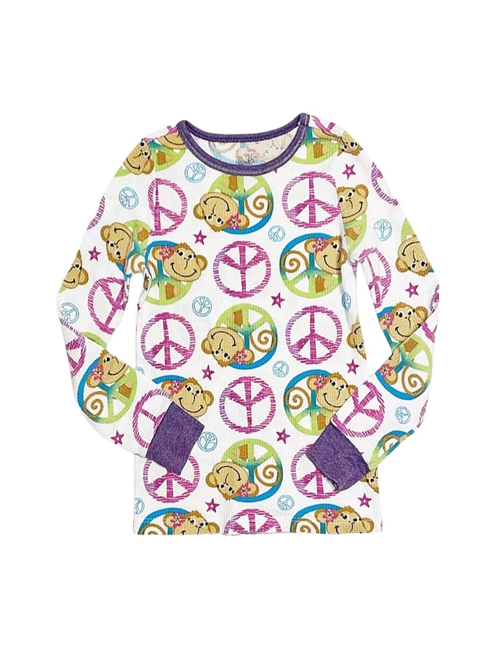 FRUIT OF THE LOOM Girl's Long Sleeve Pajama Top Size Small 6/6X